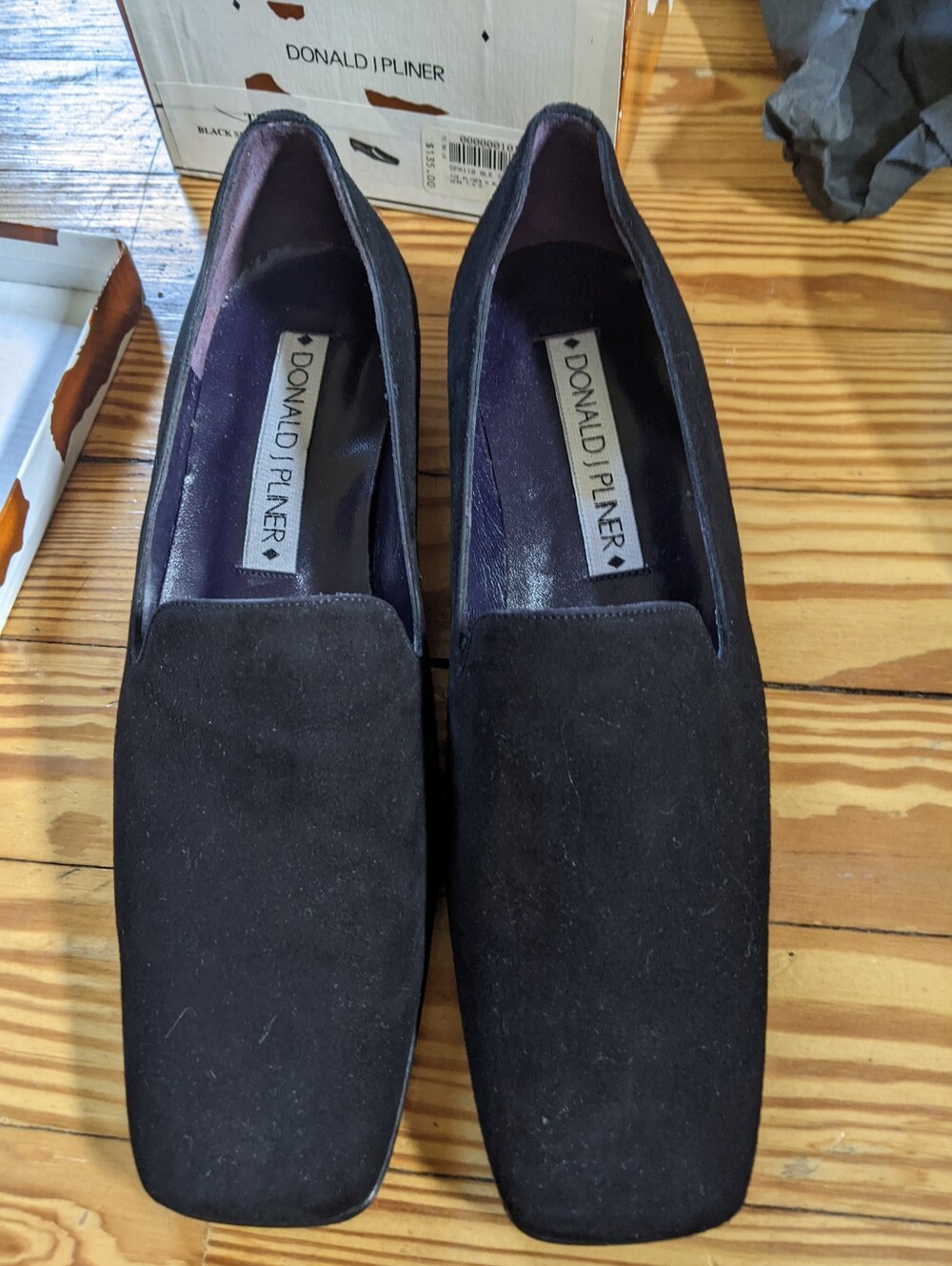 Donald J. Pliner Women's s Black Suede Square-Toe Slip-Ons 7.5
